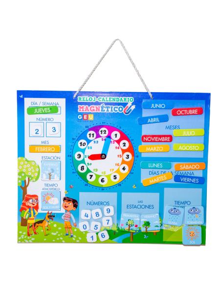 Calendario reloj magnético infantil.