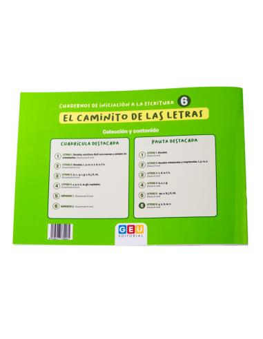 El caminito de las letras · Cuaderno 6 · Pauta...