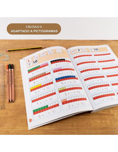Cuaderno de refuerzo con matemáticas, Cálculo 3 adaptación con pictogramas