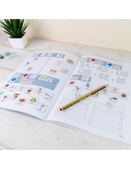 Lecturas comprensivas 3. Sílabas Inversas. Adaptación con pictogramas pauta montessori