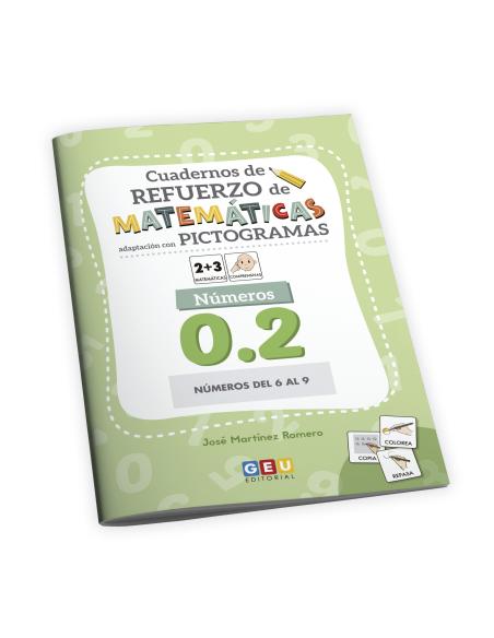 Cuaderno de refuerzo con matemáticas, números 0.2 adaptación con pictogramas
