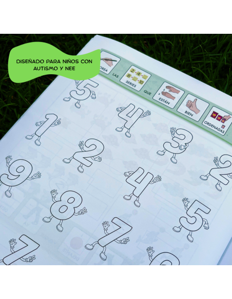 Cuaderno de refuerzo con matemáticas, números 0.2 adaptación con pictogramas