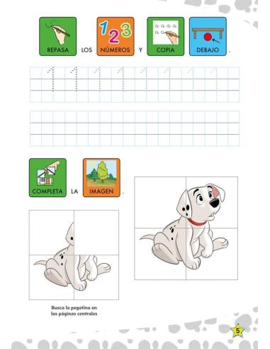 Aprendo y coloreo con Disney. 101 Dálmatas. Números del 1 al 10
