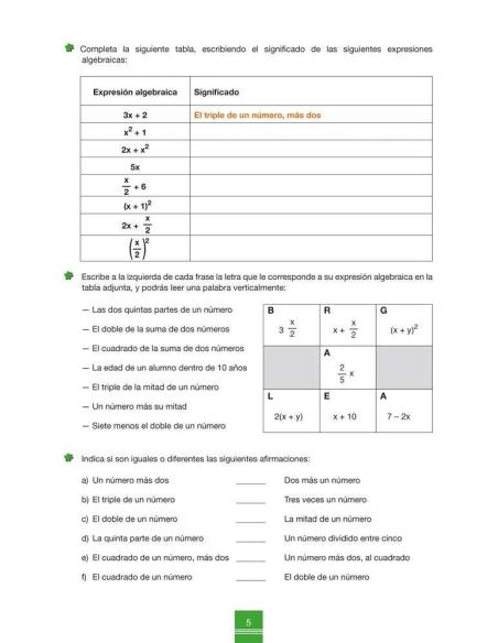 Cuaderno de aprendizaje y refuerzo 1.2: Álgebra