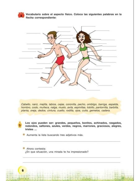 Palabras. Expresión y vocabulario · Nivel 1. Cuaderno 1: El ser humano. Cuerpo y persona