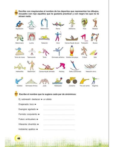 Palabras. Expresión y vocabulario · Nivel 1. Cuaderno 8: Deporte y juego