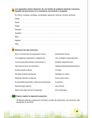 Palabras. Expresión y vocabulario · Nivel 1. Cuaderno 8: Deporte y juego