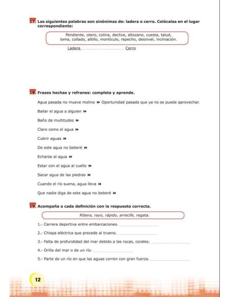 Palabras. Expresión y vocabulario · Nivel 2. Cuaderno 7: Agua, paisaje y clima