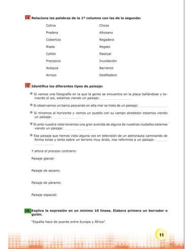 Palabras. Expresión y vocabulario · Nivel 2. Cuaderno 7: Agua, paisaje y clima