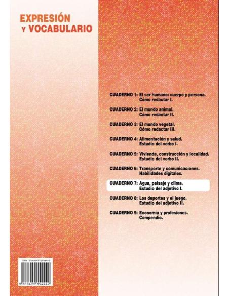 Palabras. Expresión y vocabulario · Nivel 2. Cuaderno 7: Agua, paisaje y clima