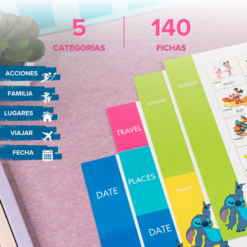 tableros de acciones familia lugares viajar fecha con 140 fichas disney